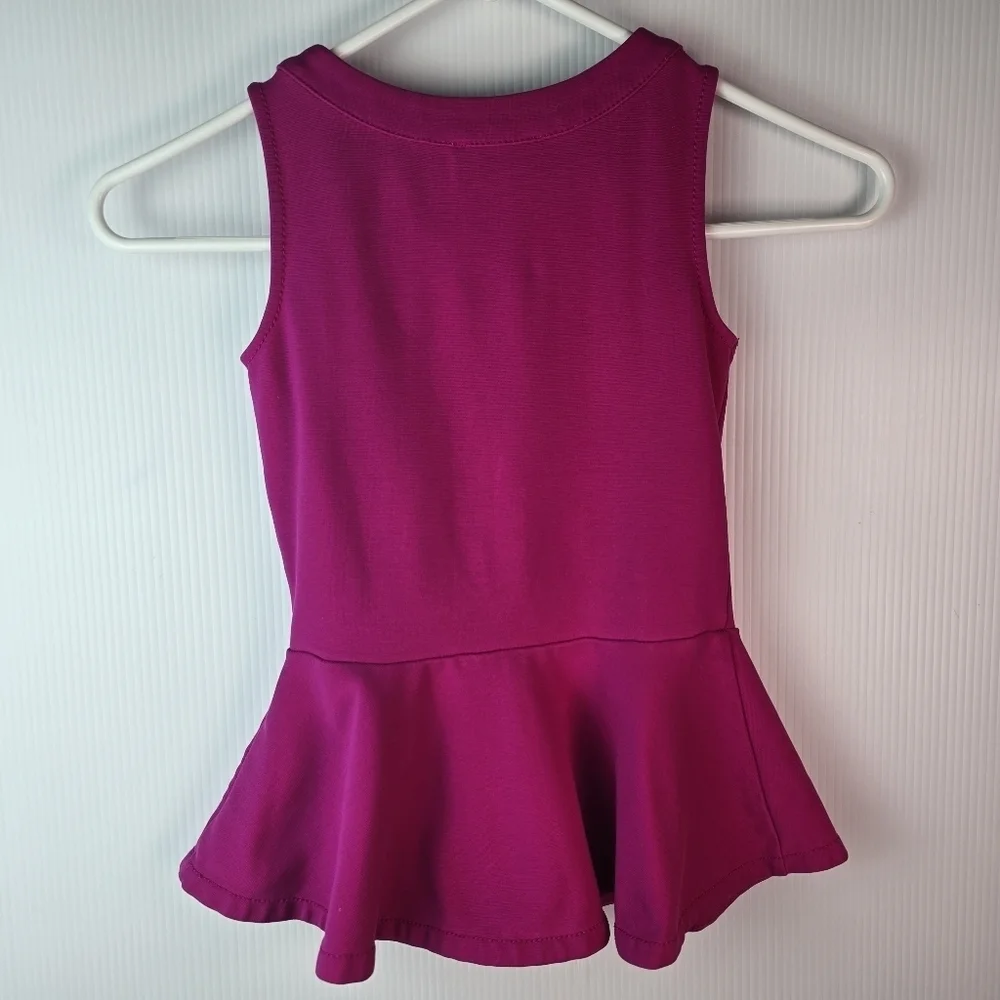 Kate Spade Girls Magenta Pink Bow Neck Peplum Sleeveless Top Size Small